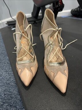 FSJ Mesh Tie Up Heels